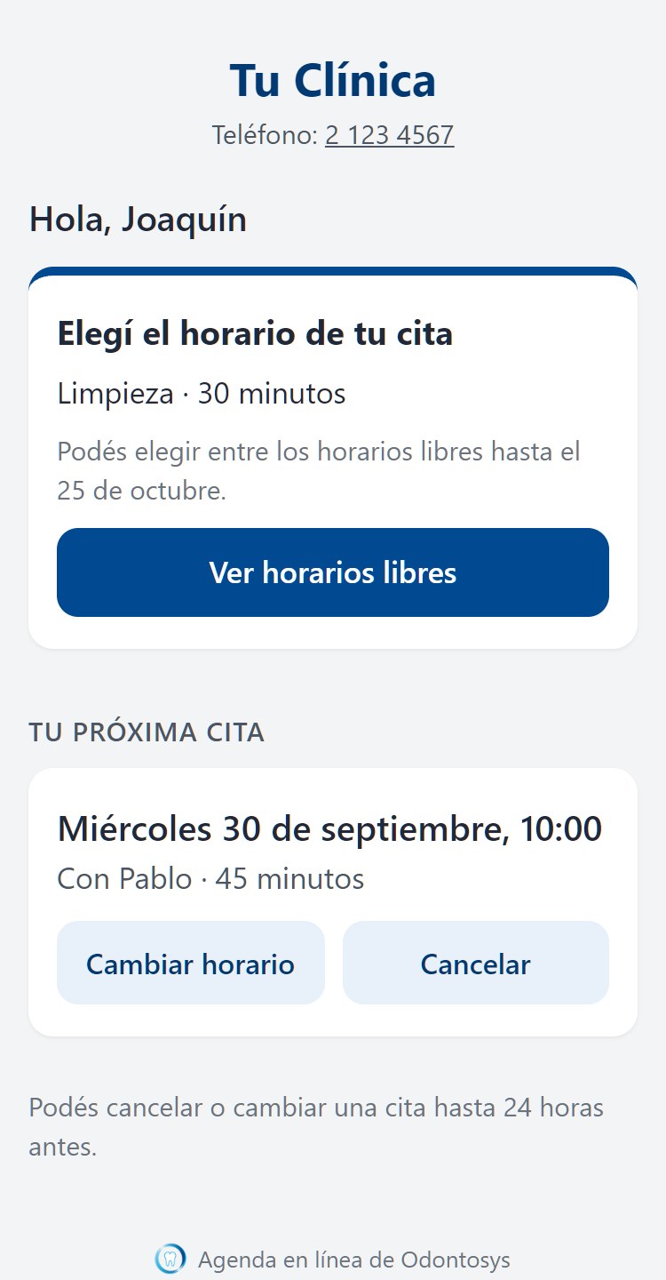 El paciente abre el link y ve la invitación y su próxima cita