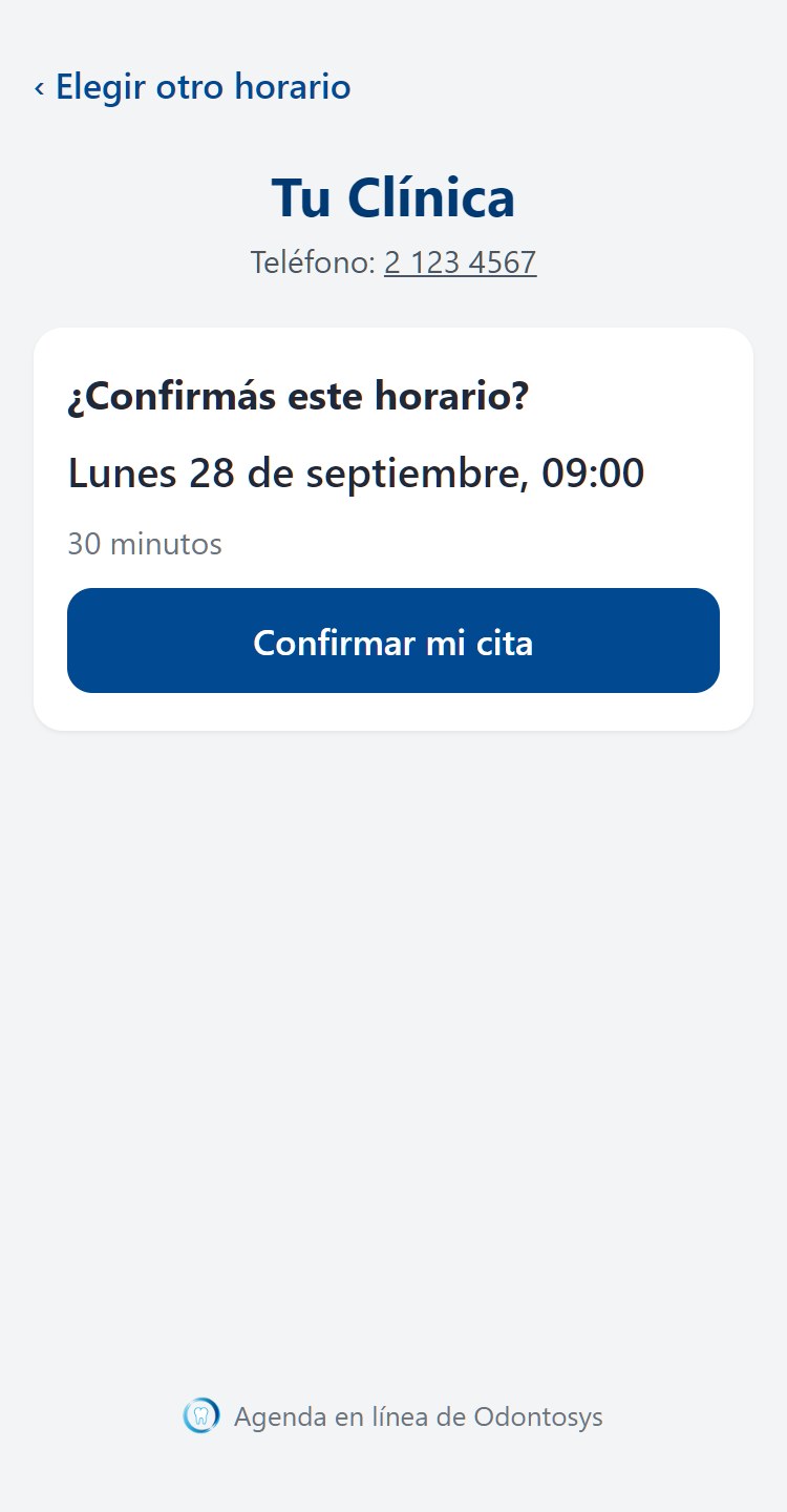 El paciente confirma el horario elegido
